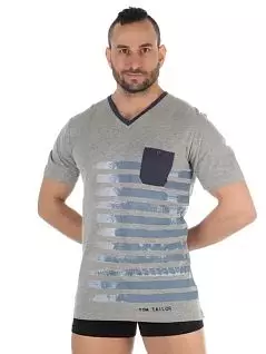 Мужской домашний комплект (футболка с кармашком и однотонные шорты) темно-синего цвета Tom Tailor RT70973/5609 811